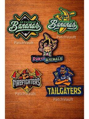 (5) Savannah Bananas Baseball Teams Embroidered 3in Iron On Patches